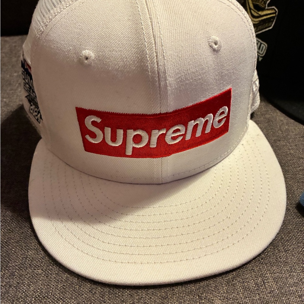 Supreme Red Logo White Cap